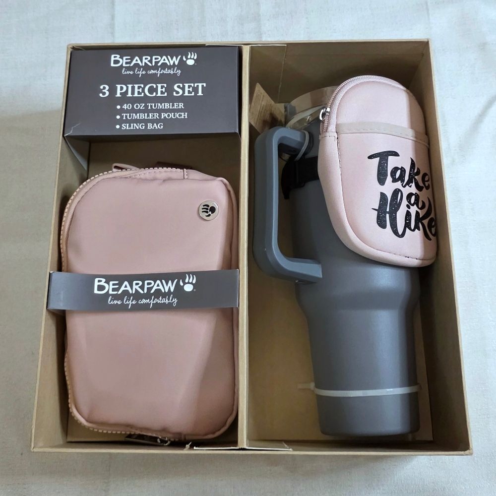 BearPaw Light Pink Take A Hike 3-piece Hydration Gift Set Brand New
